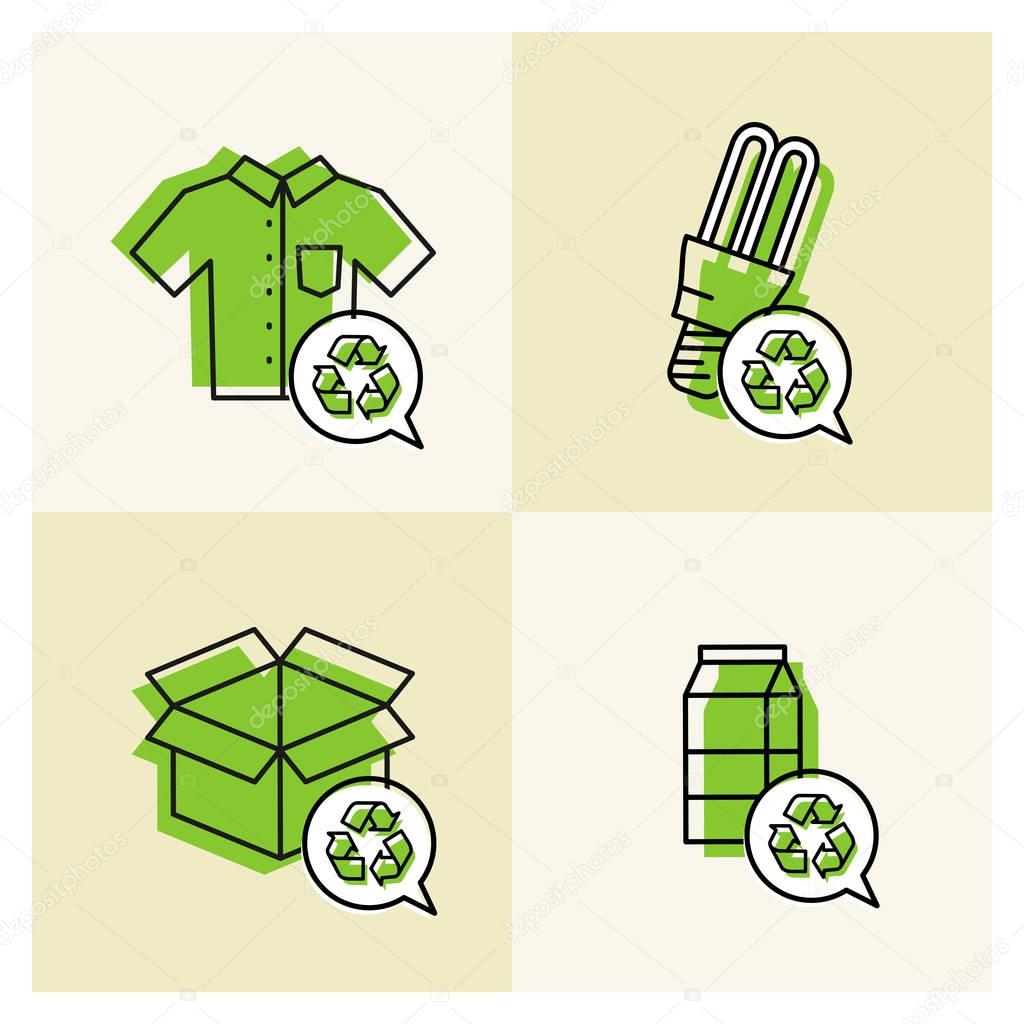 Goods with recyclable signs vector illustration