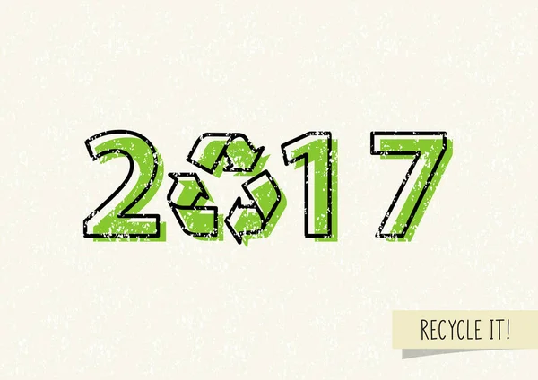 Nowy rok 2017 z recyklingu znak wektor ilustracja — Wektor stockowy