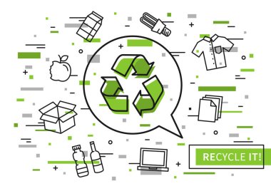 Vektör çizim renkli elemanları ile geri dönüşüm