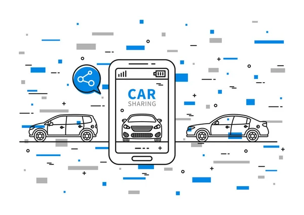 Car-sharing ilustracji wektorowych z kolorowymi elementami — Wektor stockowy