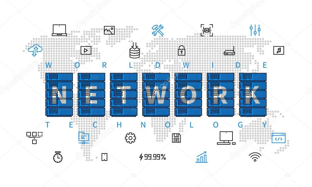 Worldwide network technology vector illustration