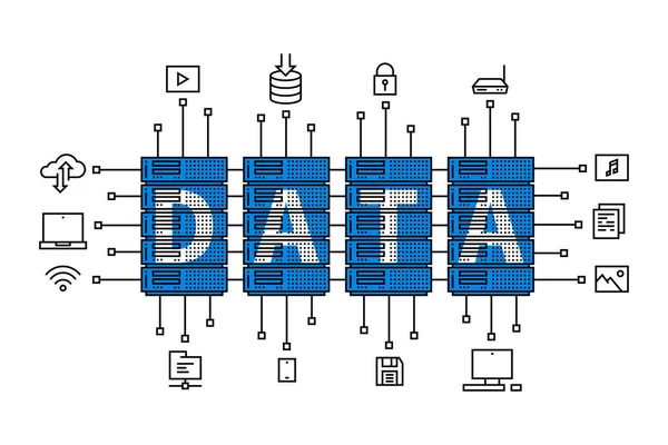 Seni baris perangkat server Internet - Stok Vektor