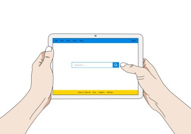 Tablet vektör çizim sayfasında arama