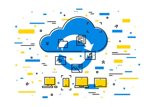 Ilustración vectorial de transferencia de datos de almacenamiento en nube — Archivo Imágenes Vectoriales