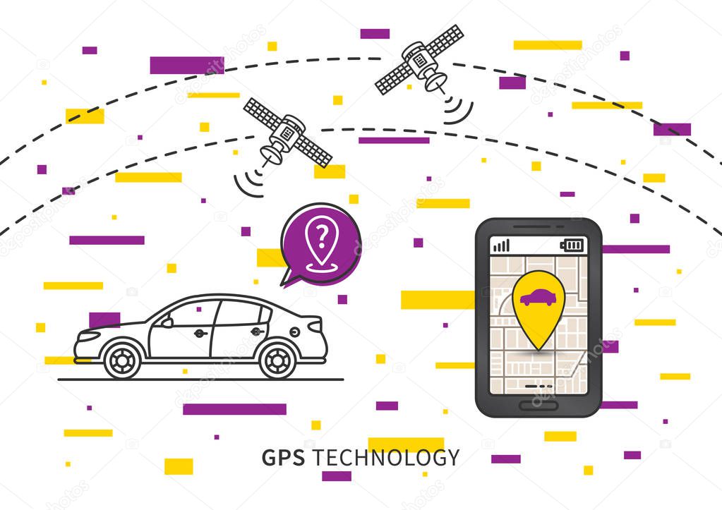 Car GPS search vector illustration