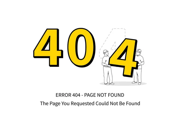 Error 404 página con ilustración de vectores de trabajadores — Vector de stock