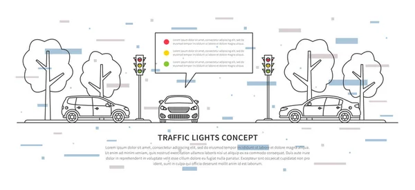 Ilustración vectorial de semáforos con elemento decorativo — Vector de stock