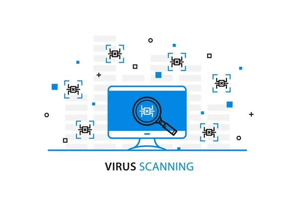 Virus scannen vectorillustratie — Stockvector