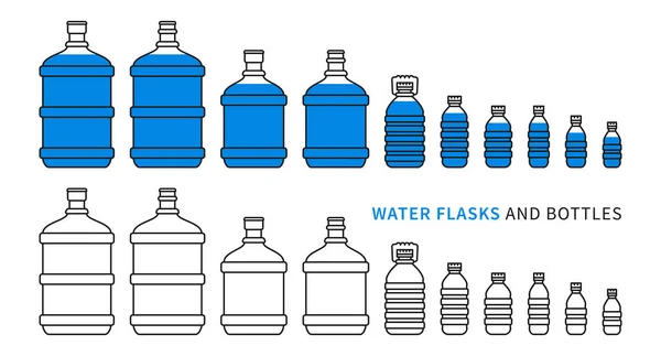 Labu air dan gambar vektor botol - Stok Vektor