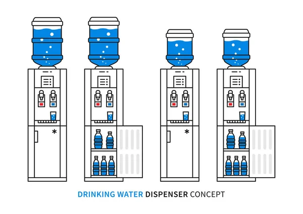 Ilustrasi vektor dispenser air minum - Stok Vektor