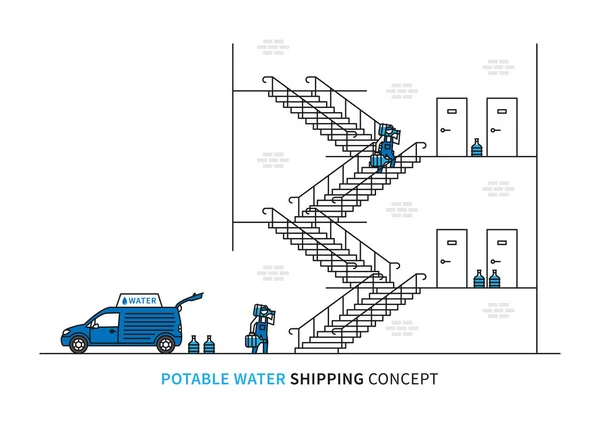 Ilustrasi vektor pengiriman air minum - Stok Vektor