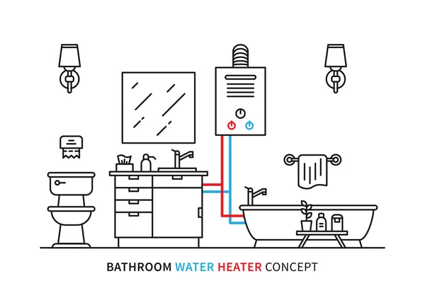 Ilustrasi vektor pemanas air kamar mandi. - Stok Vektor