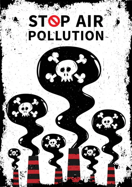 Fermare l'inquinamento atmosferico con l'illustrazione del vettore cranio — Vettoriale Stock