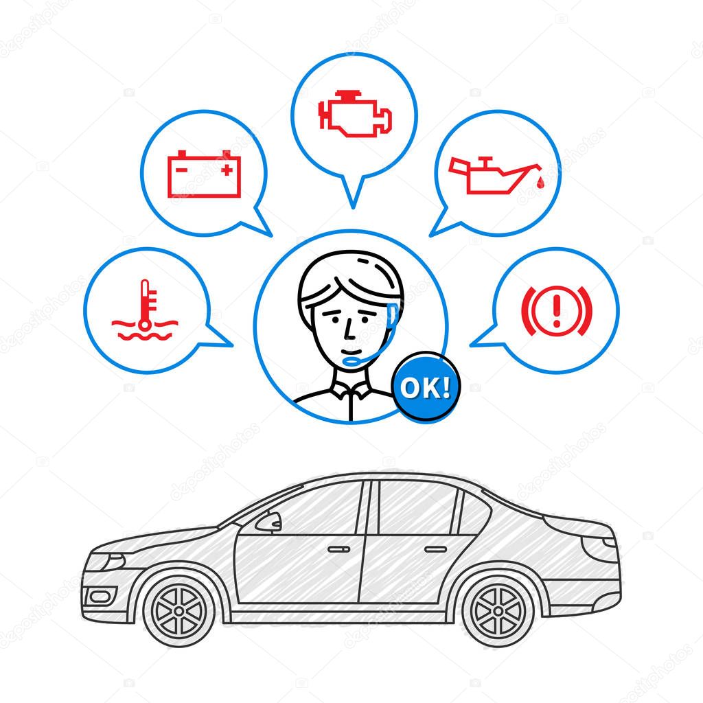 Car maintenance manager vector illustration
