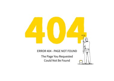 Error 404 page with a painter vector illustration on white background clipart