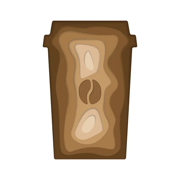 Šálek kávy papírové umění vyřezávání vektorové ilustrace — Stockový vektor
