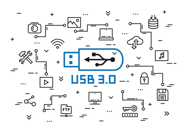 USB 3 στοιχεία διανυσματικά εικονογράφηση — Διανυσματικό Αρχείο