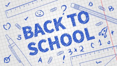 Sanat afiş farklı unsurları ile okula geri çizgi