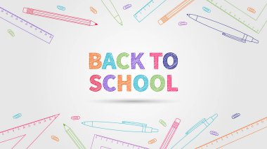 Renkli elemanları ile okula geri yaratıcı kavramı