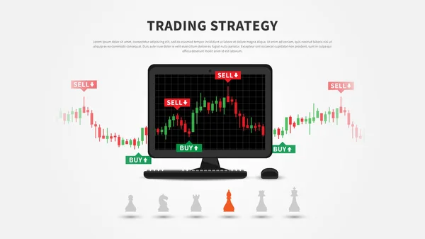 Trading strategy vector illustration — Stock Vector