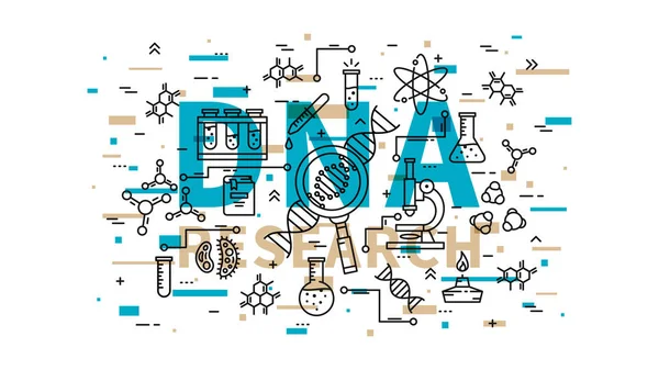 Εικονογράφηση διάνυσμα έρευνα DNA με πολύχρωμα στοιχεία — Διανυσματικό Αρχείο