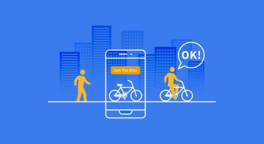 Bike renting app vector illustration clipart