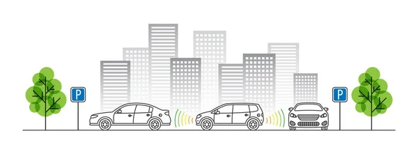 Bil parkering sensor vektorillustration — Stock vektor