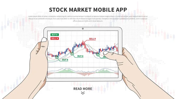 Akciovém trhu app vektorové ilustrace — Stockový vektor