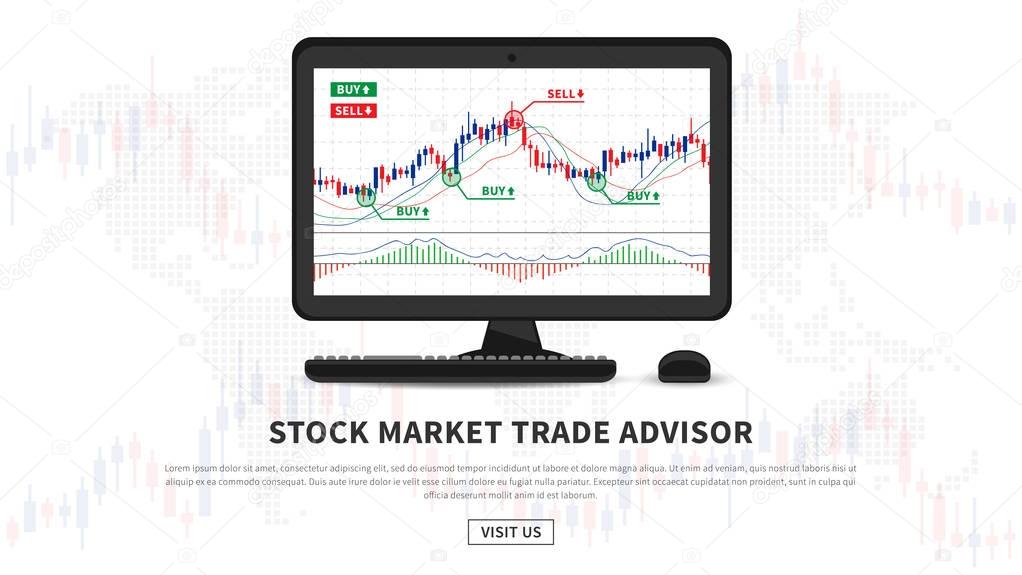 Stock market trade advisor vector illustration