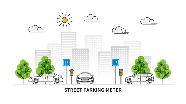 Calle estacionamiento metro vector ilustración — Vector de stock
