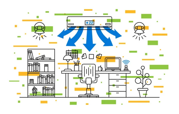 Local de trabalho ar condicionado vetor ilustração —  Vetores de Stock