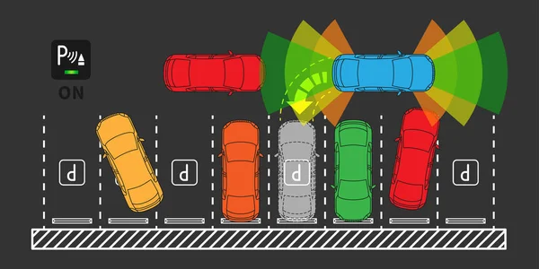 自動駐車アシスト システムのベクトル図 — ストックベクタ