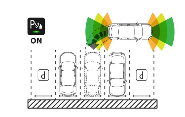 Parking assist systeem vectorillustratie — Stockvector