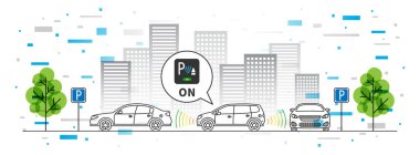 Sensör vektör çizim renkli elemanları ile otopark