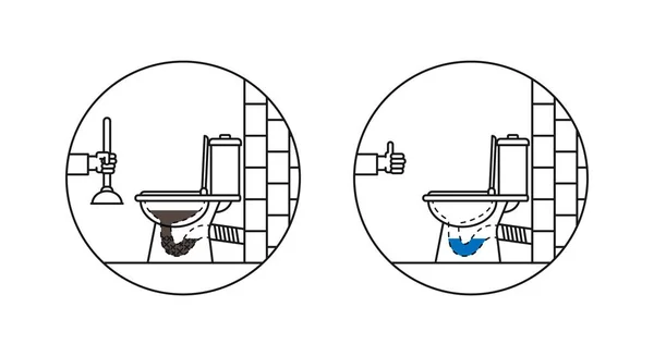 Clogged toaletă bol vector ilustrare — Vector de stoc