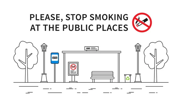 Arrêt de bus non fumeur illustration vectorielle — Image vectorielle