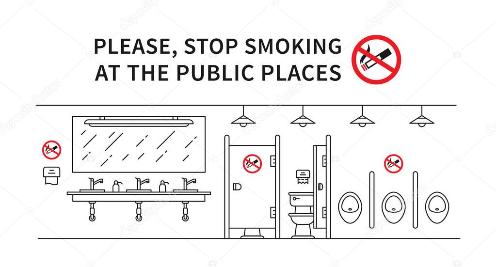 Public restroom no smoking vector illustration