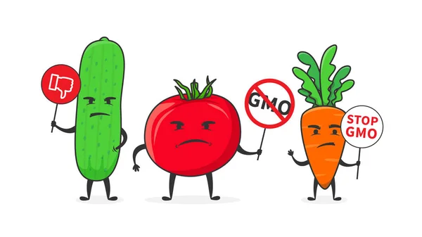 Légumes disent stop gmo vecteur illustration — Image vectorielle
