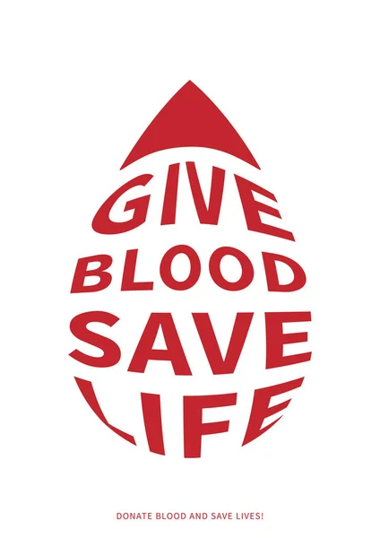 Ilustração vetorial de doação de sangue com texto com forma de gota — Vetor de Stock