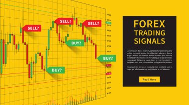 Forex Trading göstergeleri Sarı zemin üzerine illüstrasyon vektör
