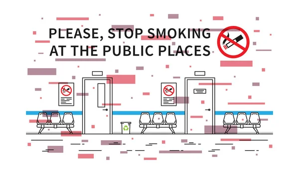 Salle d'hôpital non fumeur illustration vectorielle avec des éléments — Image vectorielle
