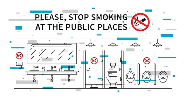 Toilettes publiques non fumeur illustration vectorielle avec des éléments — Image vectorielle
