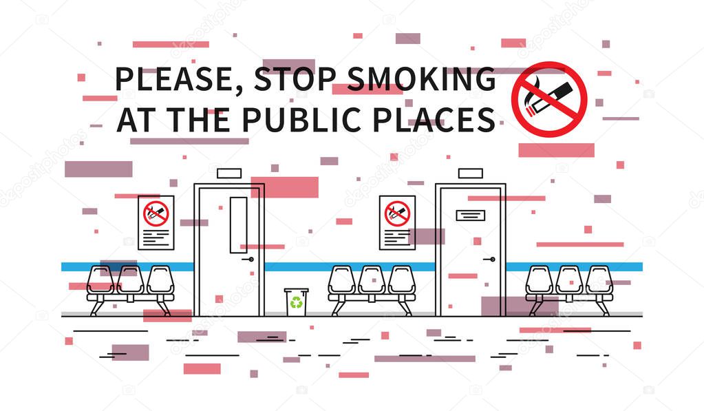 Hospital hall no smoking vector illustration with elements