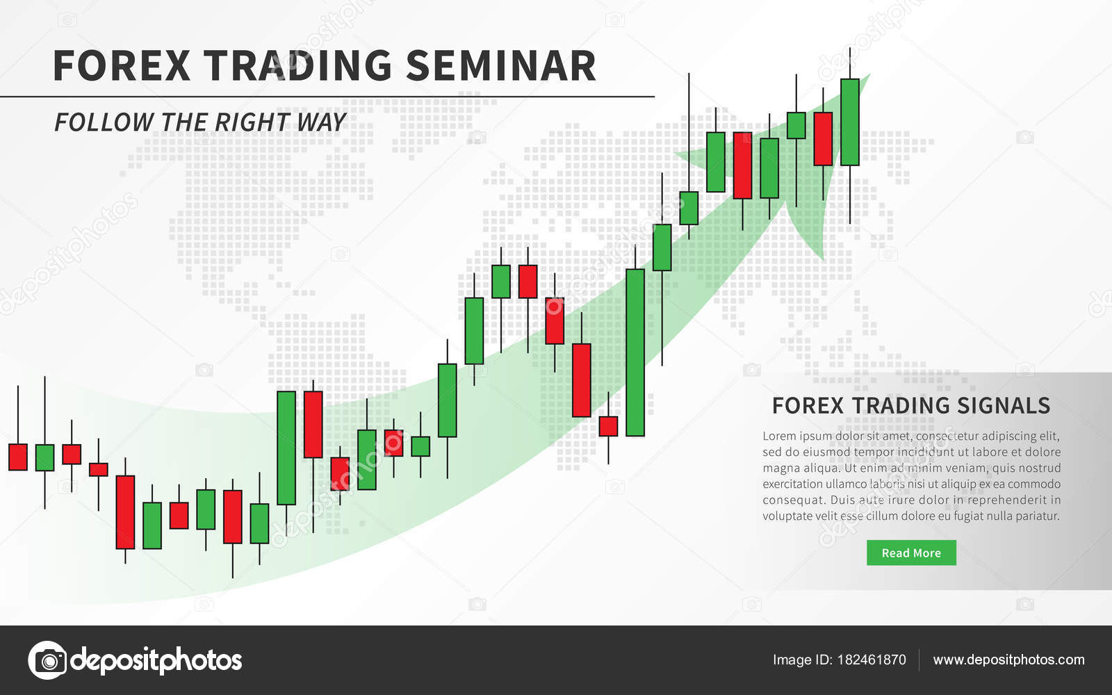 Forex Trading Seminar!    Mit Candlestick Chart Vektor Illustration - 