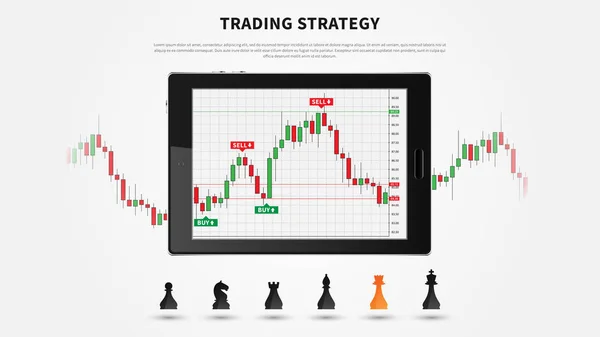 타블렛 벡터 일러스트 레이 션에 Forex 무역 차트 — 스톡 벡터