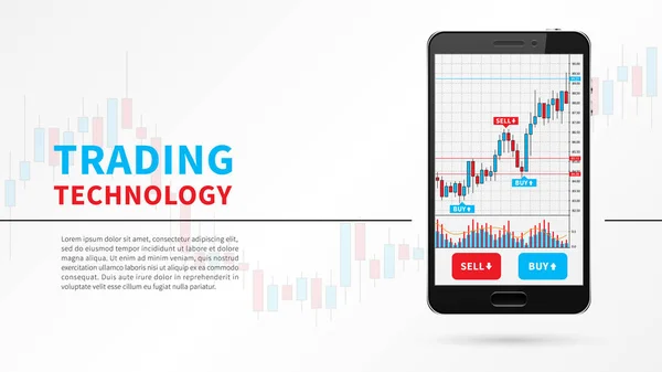 Forex trading chandelier graphique sur écran mobile — Image vectorielle