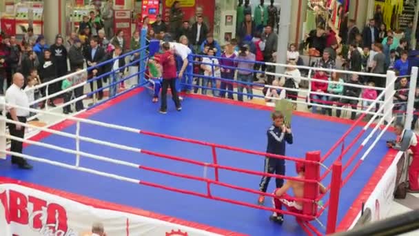 Новосибирск, Россия - 15 октября 2016 года: турнир по кикбоксингу на ринге — стоковое видео