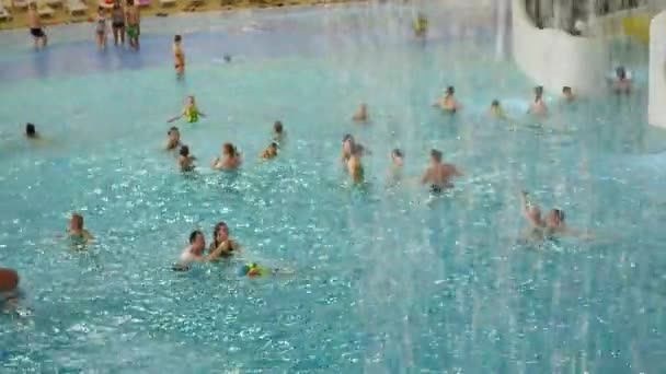 NOVOSIBIRSK,RUSSIA - November 01,2016:people have fun in waterPark. Blurred — Stock Video