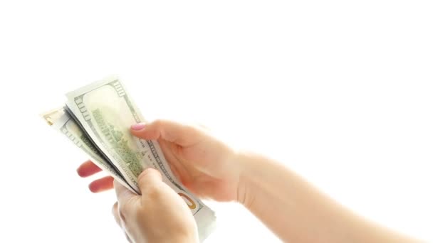 Mani contando i soldi primo piano — Video Stock