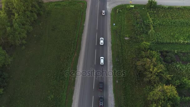 Le drone survole l'autoroute. La vue du haut . — Video